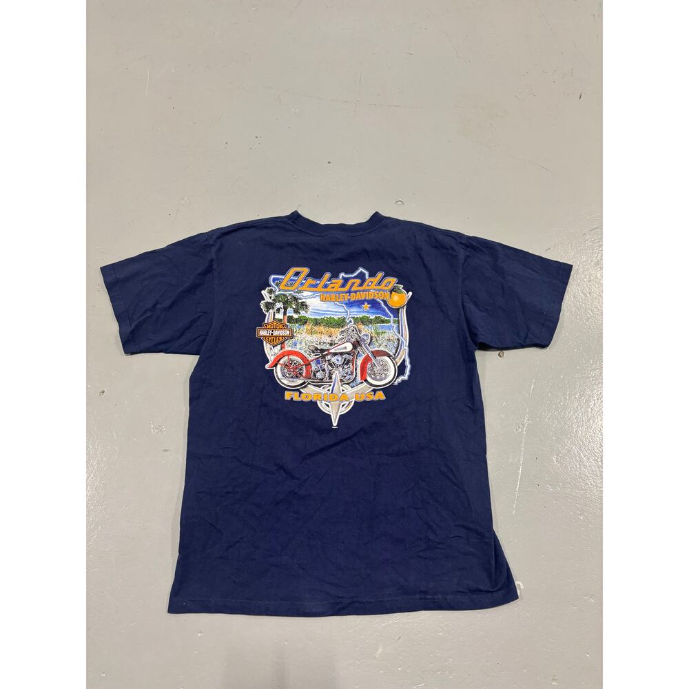 2004 Vintage Harley Davidson Orlando Florida Pocket T-Shirt Navy Blue Men's XL - Picture 7 of 7